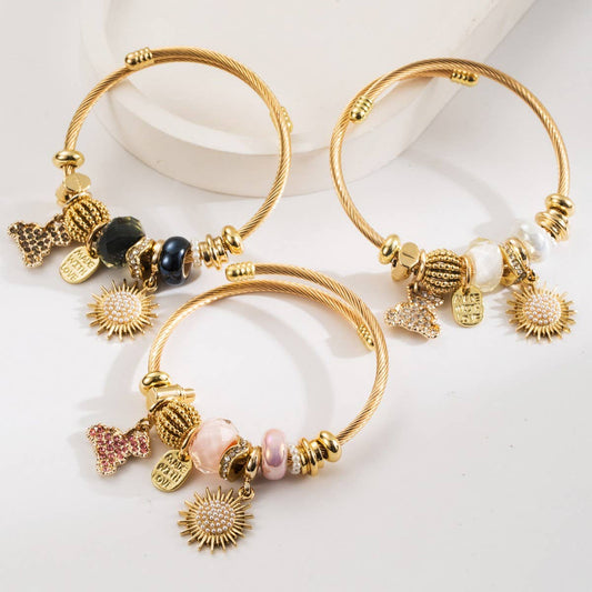 Adjustable DIY Beaded Bracelet with Bear & Sun_CWMM8617