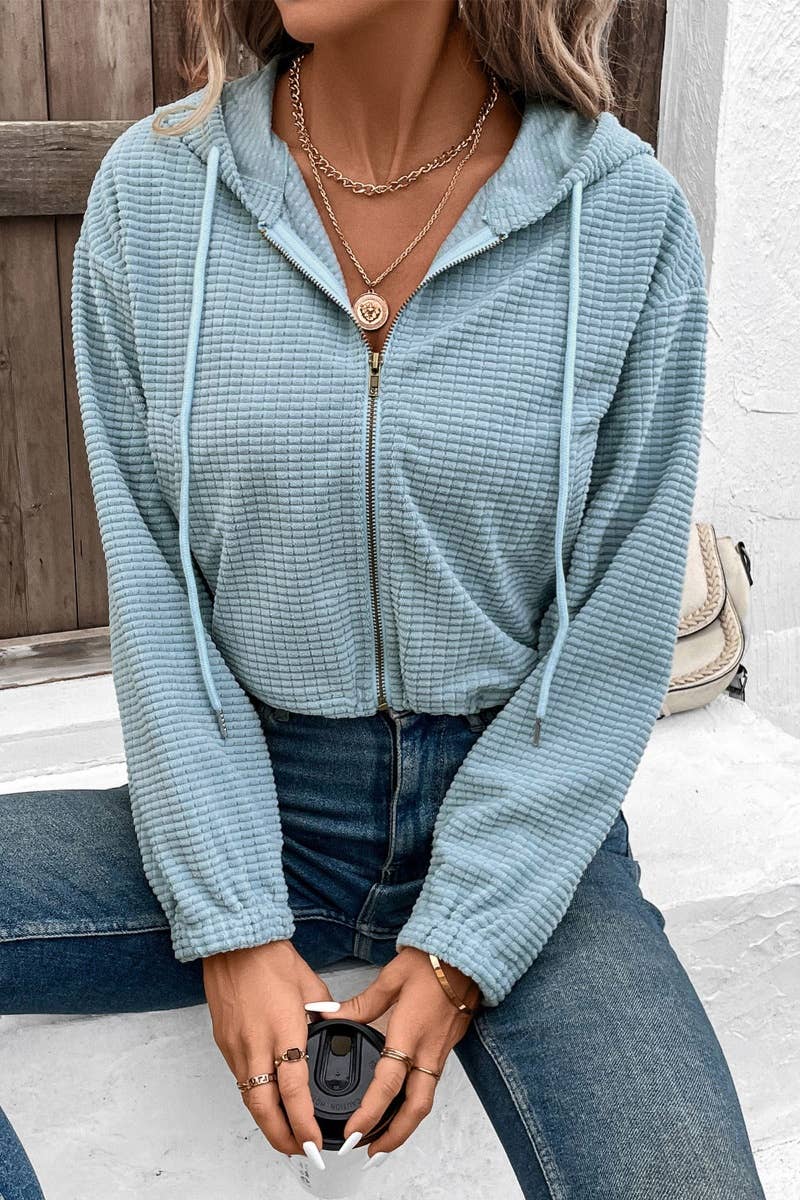 CWOCO0991_VINTAGE HOODED ZIP-UP LONG-SLEEVED JACKET