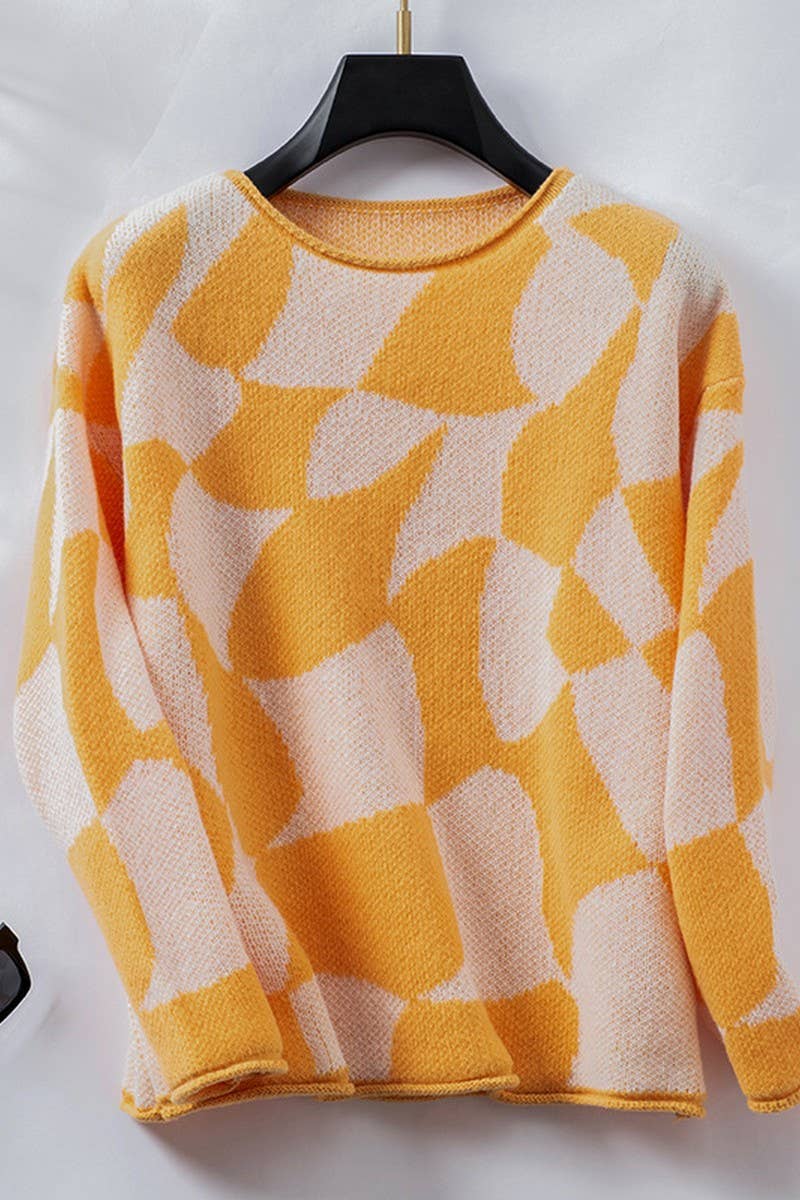 CWOSWL2878_CONTRAST COLOR PULLOVER KNIT SWEATER