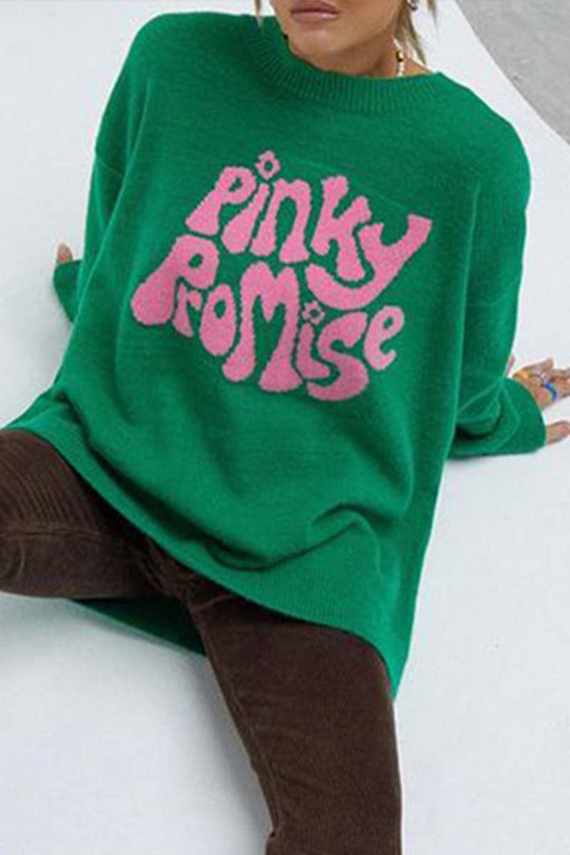 CREW-NECK LONG-SLEEVED MONOGRAM KNIT SWEATER