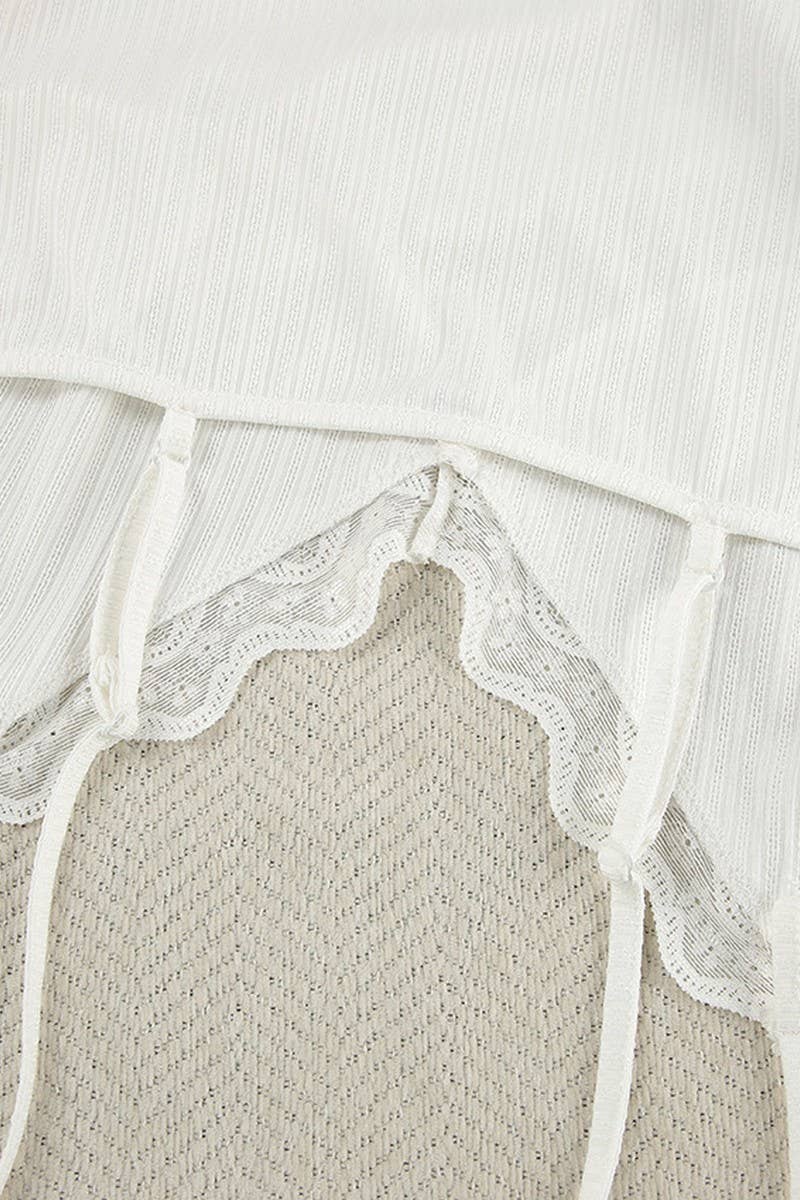 CWSPJ0189_LACE SUSPENDERS TROUSERS HOME WEAR PAJAMAS SET