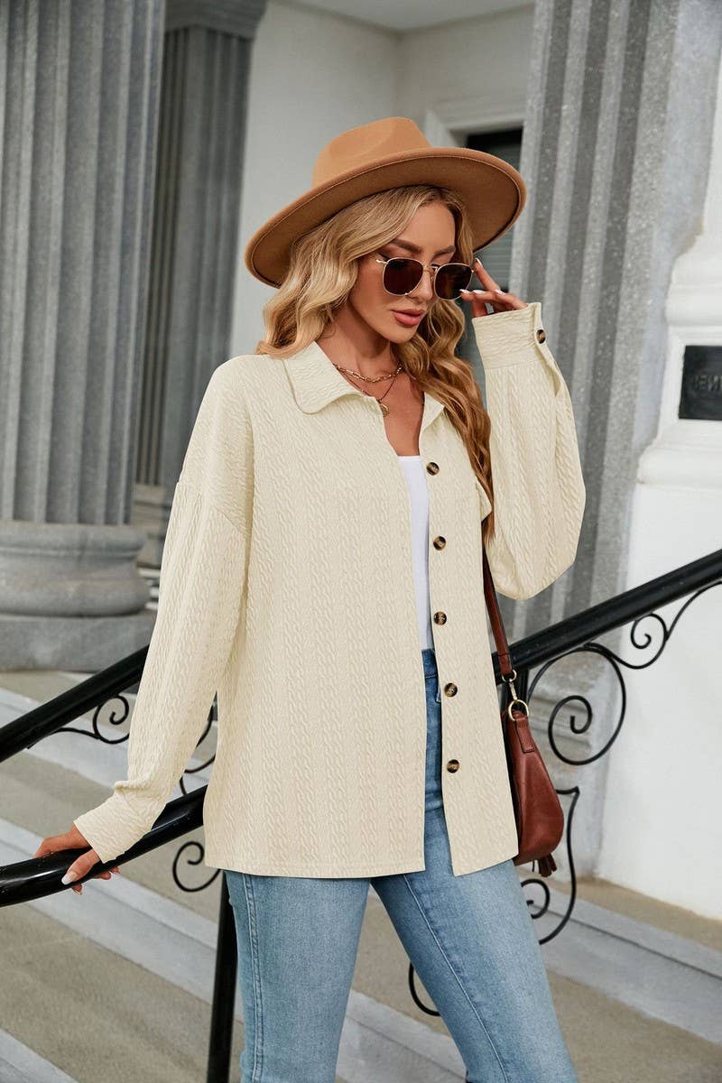 CWTSTL2066_LAPEL BUTTON POCKET LONG SLEEVE SHIRT COATS