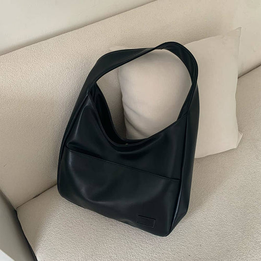 Soft leather bucket bag commuter tote bag