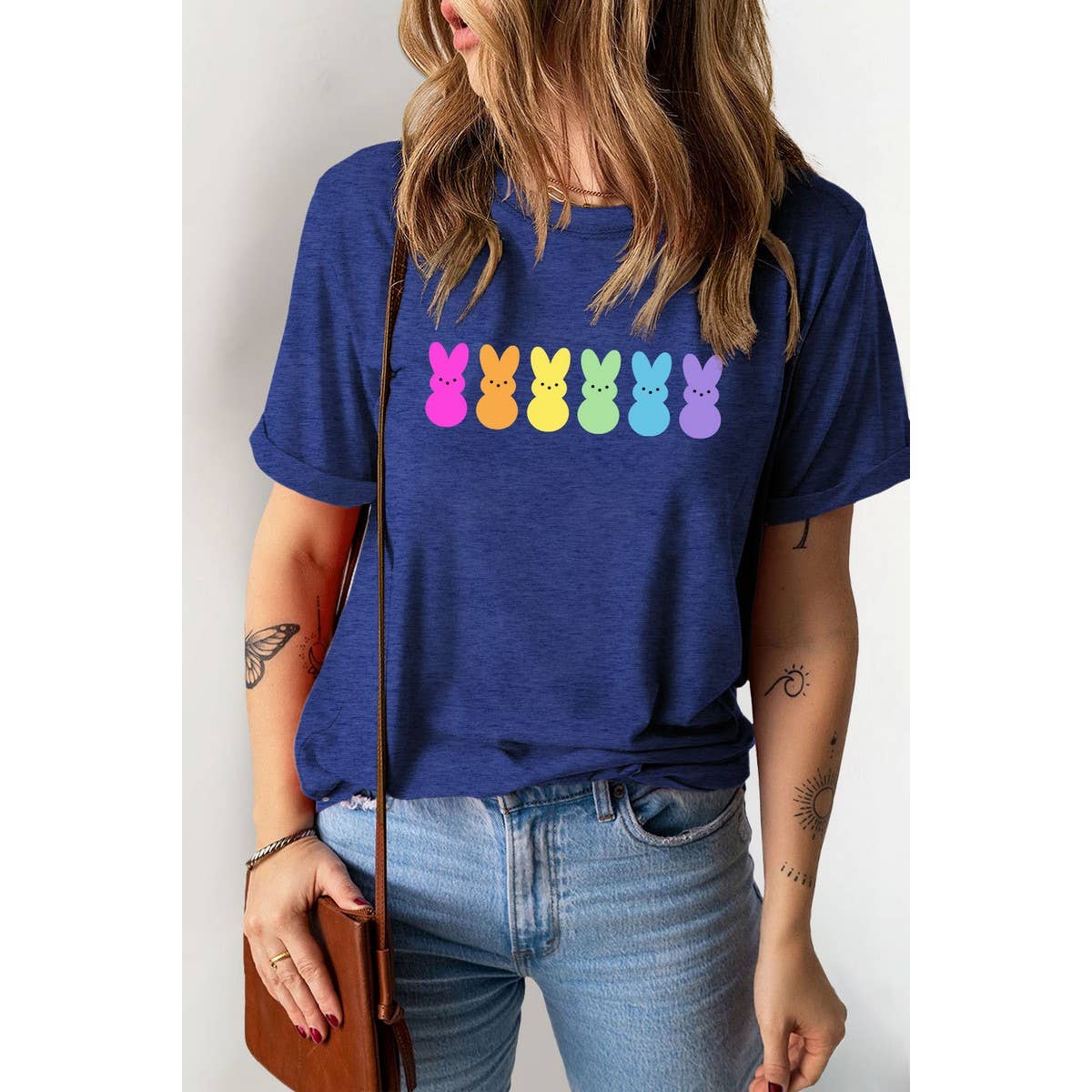 CUTE PRINTED BUNNY ROUND NECK T SHIRT FOR EASTER_CWTTS0790