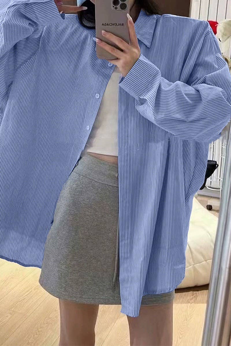 CWTSTL01002_RESORT CHIC STRIPED LONG SLEEVE SHIRT