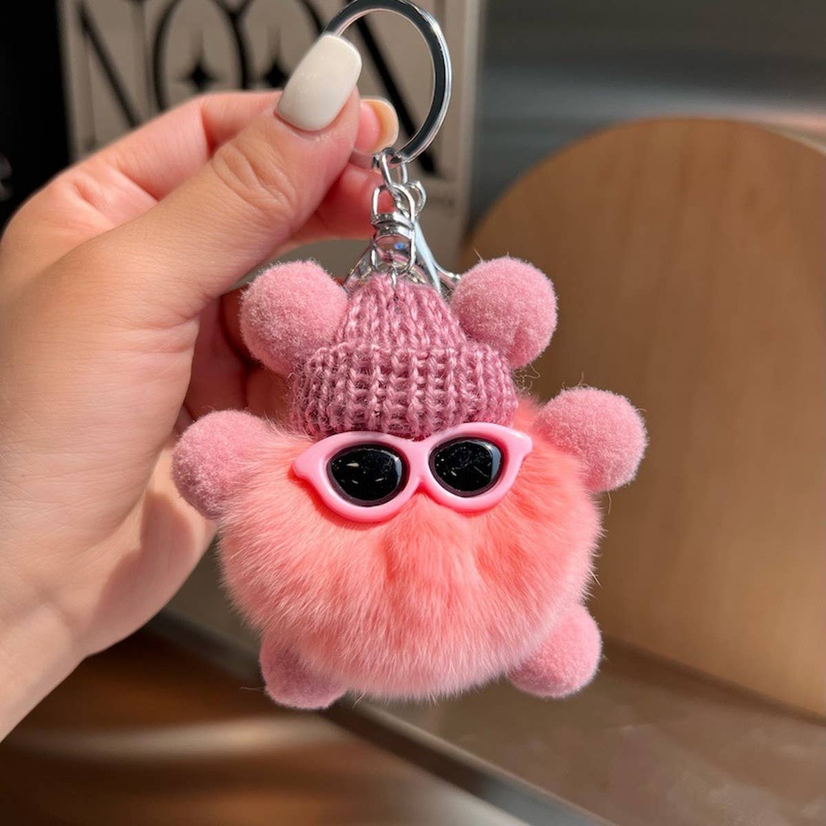 CUTE RABBIT FUR BRIQUETTES CAR KEYCHAIN PENDANT