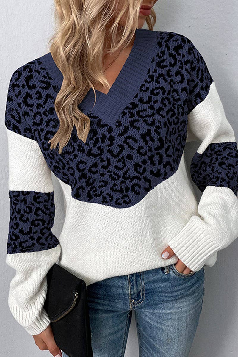 CWOSWL1720_V-Neck Long Sleeve Pullover Sweater