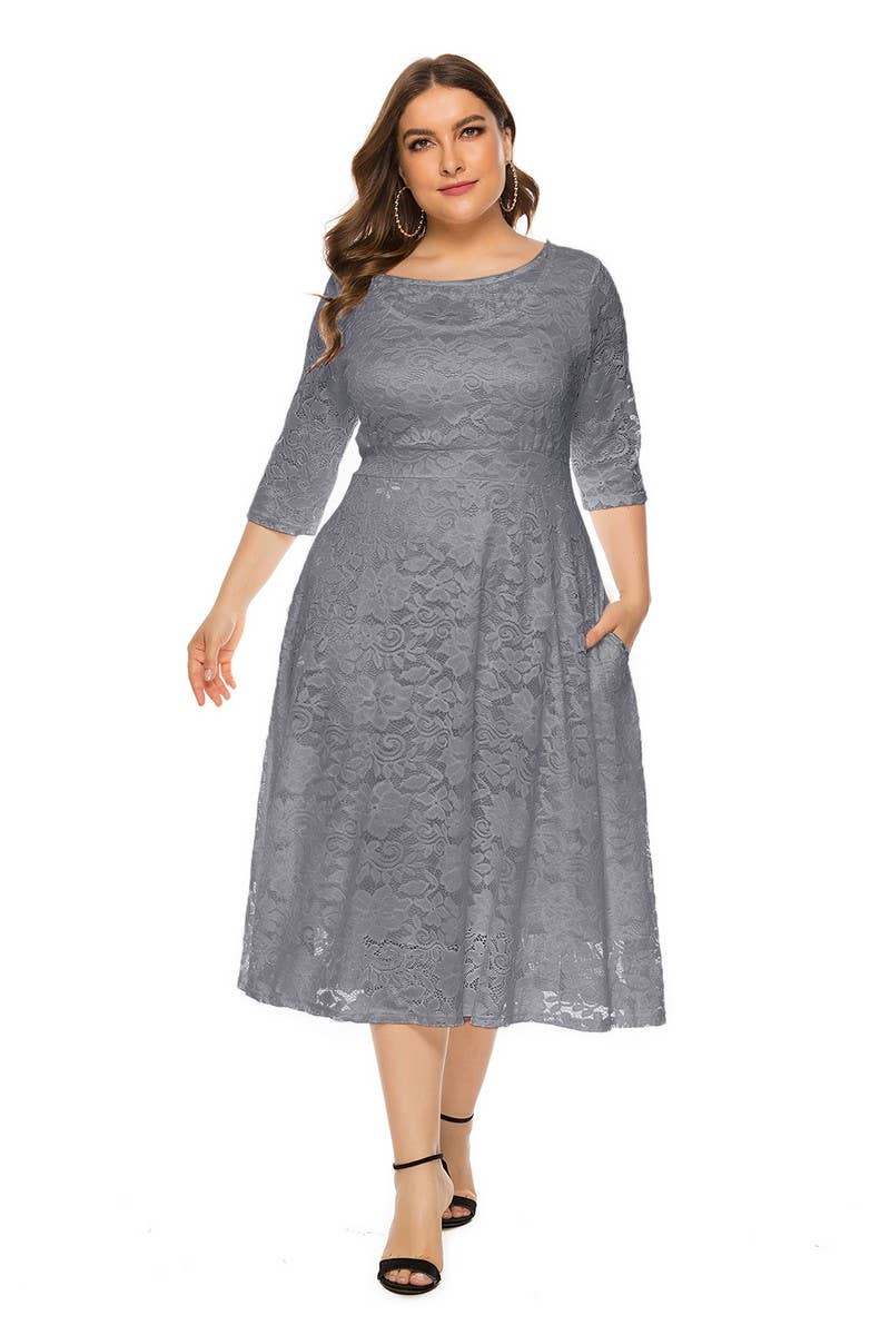 CWDMD3207_PLUS SIZE LACE POCKET EVENING GOWN DRESS