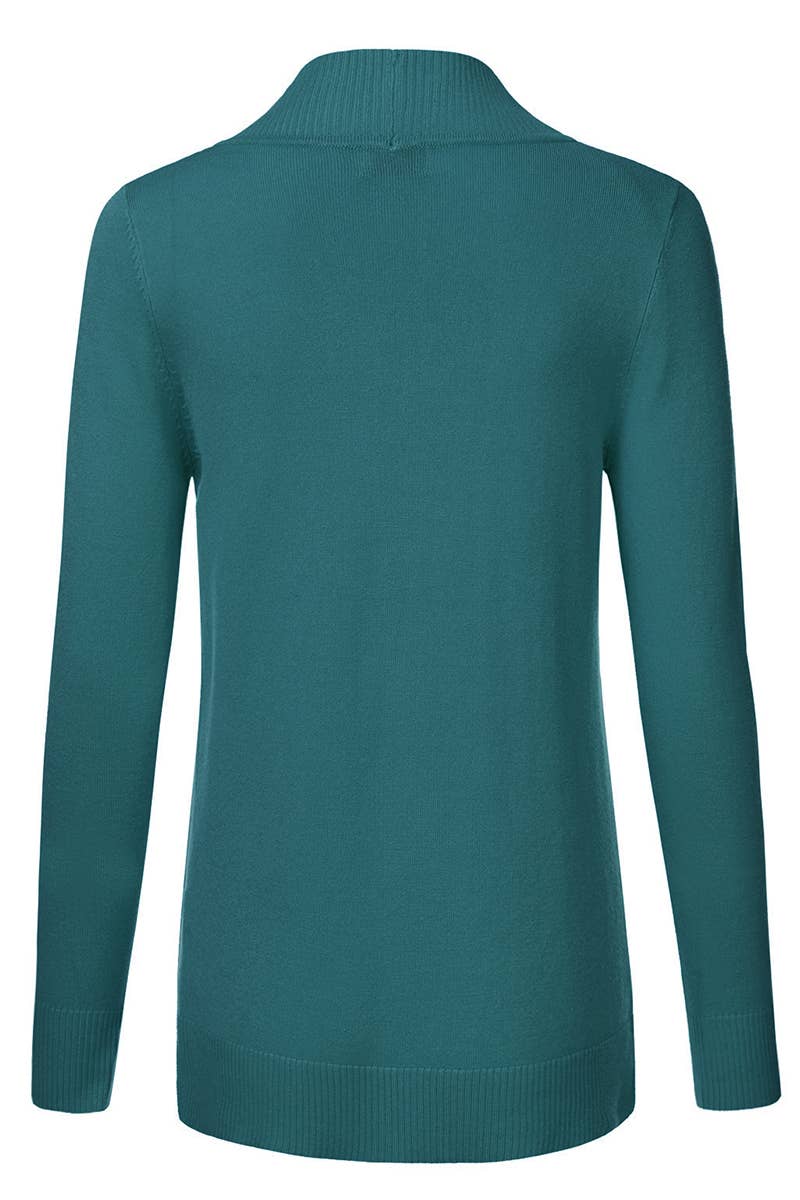 AWOCAL313_Open Front Long Sleeve Pockets Sweater Cardigan