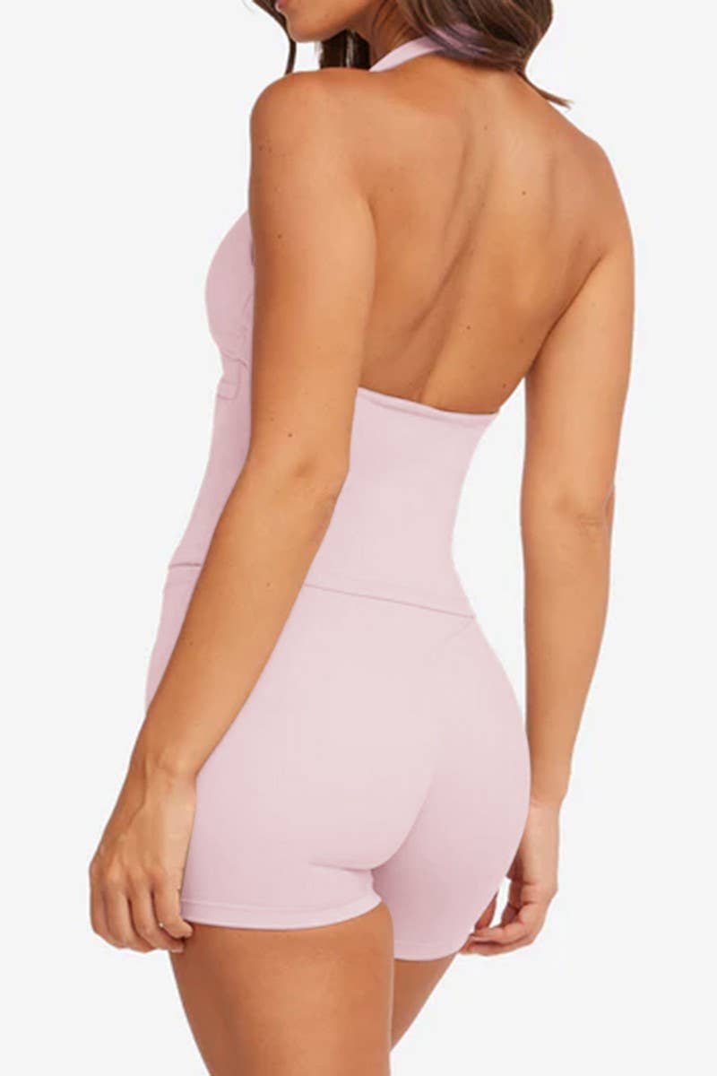 CWSTB00441_HALTER SPORTS BRA AND SHORTS SET