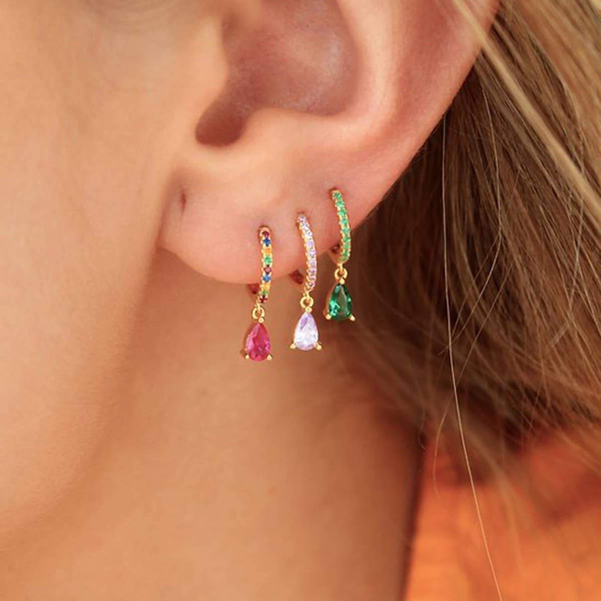 LIGHT LUXURY TEARDROP DIAMOND FRENCH EARRINGS