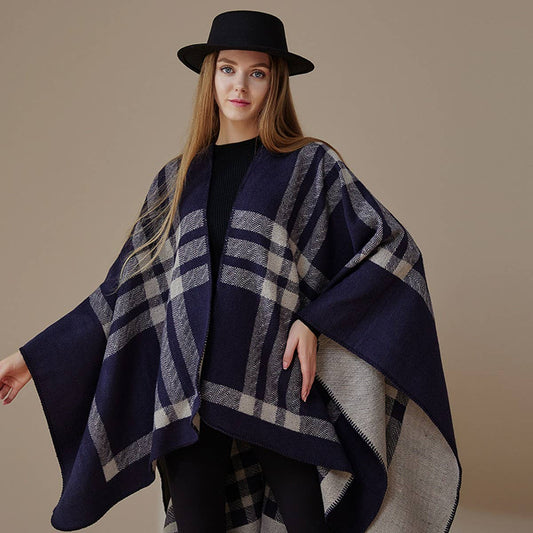 SOLID COLOR STRIPED WARM VERSATILE SHAWL SCARF_CWASC2162