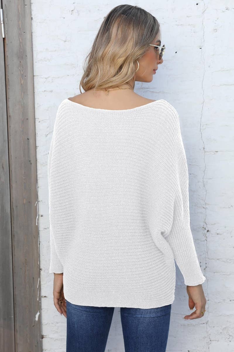 CWOSWL6725_CREW-NECK BAT-SLEEVED LONG-SLEEVED SWEATER