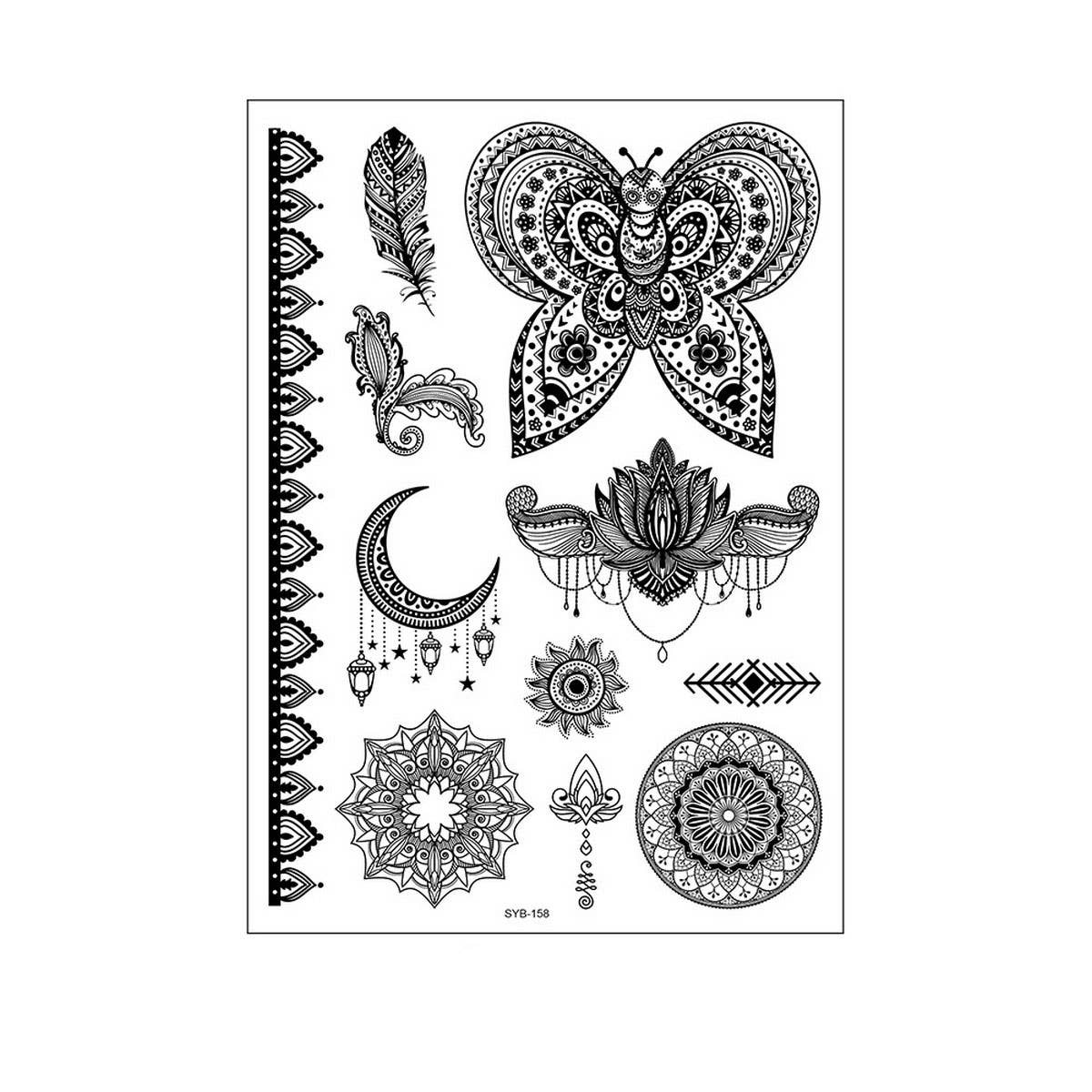 Bridal Mandala Tattoo Stickers Elegant Design_CWMM8356