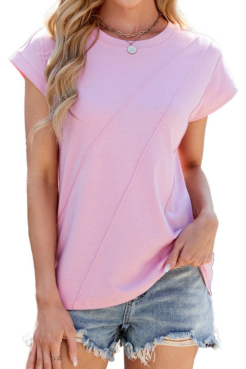 CWTTS1332_SUMMER ROUND NECK LOOSE SHORT SLEEVE T-SHIRT