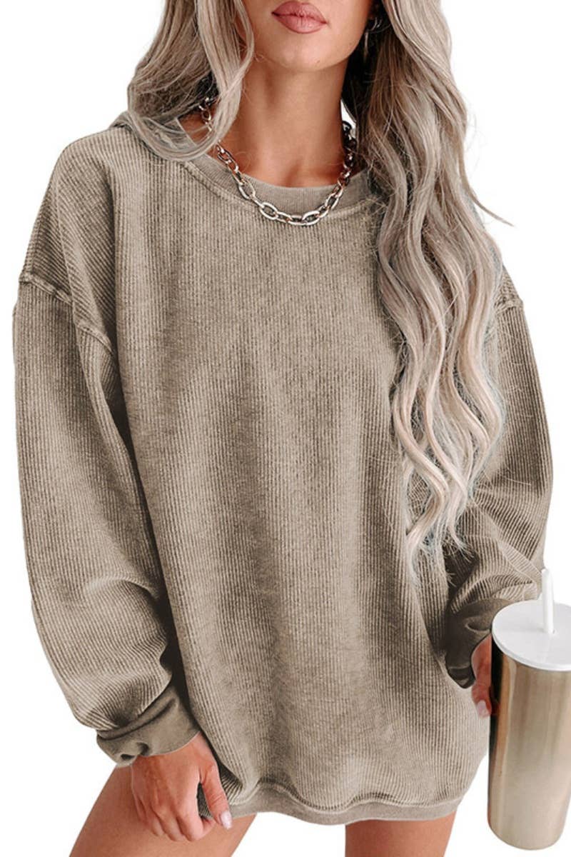 CWOSWL6662_FALL KNIT CREW NECK LONG-SLEEVED SWEATER
