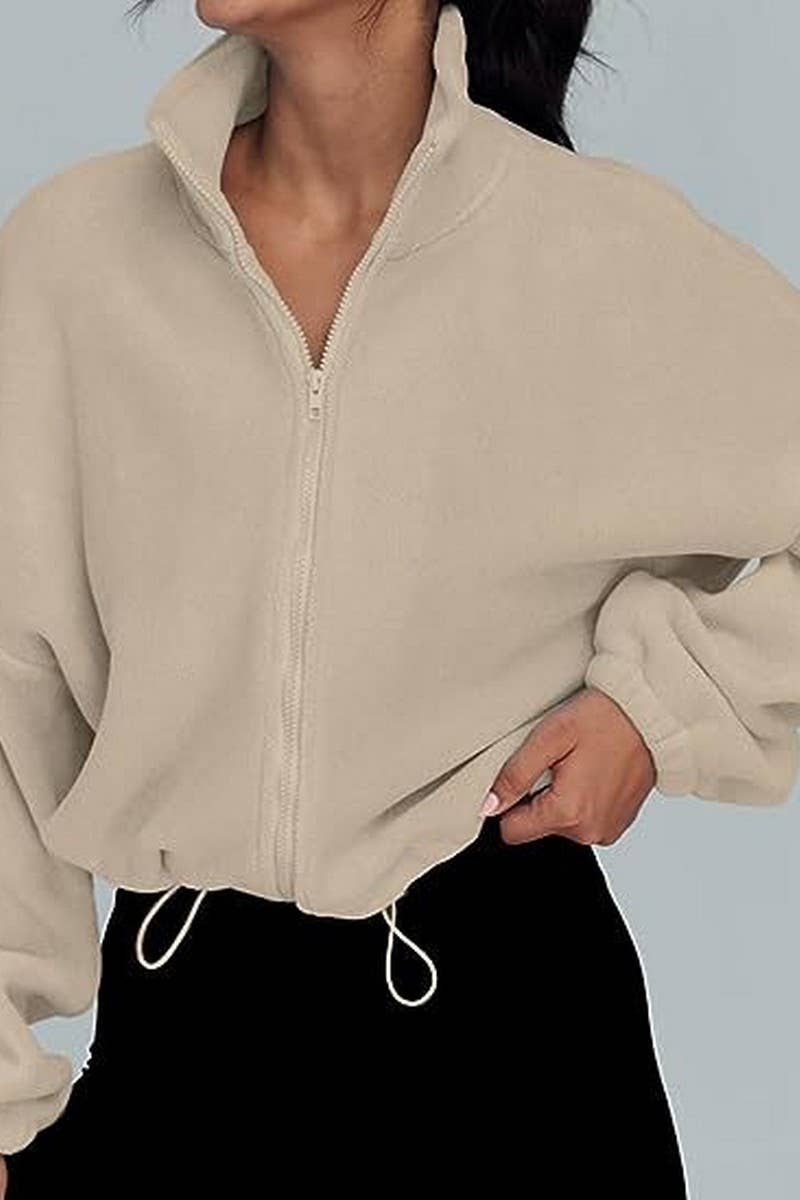 CWOCO00163_ZIPPER STAND COLLAR SPORTS SWEATSHIRT COAT