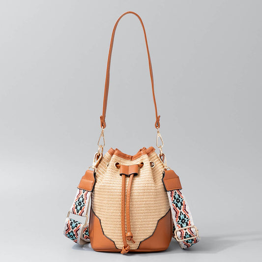 WOMEN HANDMADE STRAW BUCKET CROSSBODY BAG_CWAB1999