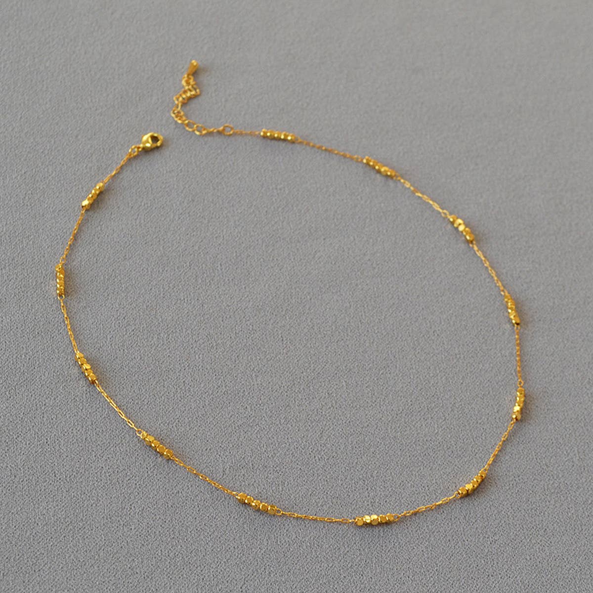 HANDMADE SHINY BEVEL SQUARE BEAD NECKLACE