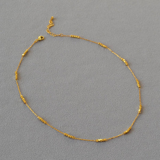 HANDMADE SHINY BEVEL SQUARE BEAD NECKLACE