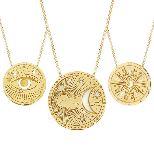 18K Stainless Steel Tarot Pendant Necklace_CWMM3773