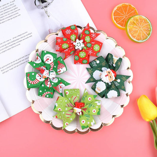 Baby Holiday Bow Hair Clip with Ribbon Tail_CWAHA6700