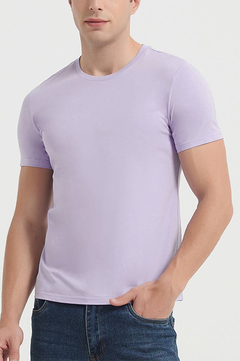 CWTTS1314_MEN'S CASUAL SOLID COLOR ROUND NECK T-SHIRT