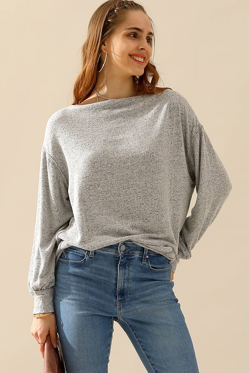 CWTTL1507_ NECK PULLOVER SWEATER KNIT TOP WITH RAW SEAM