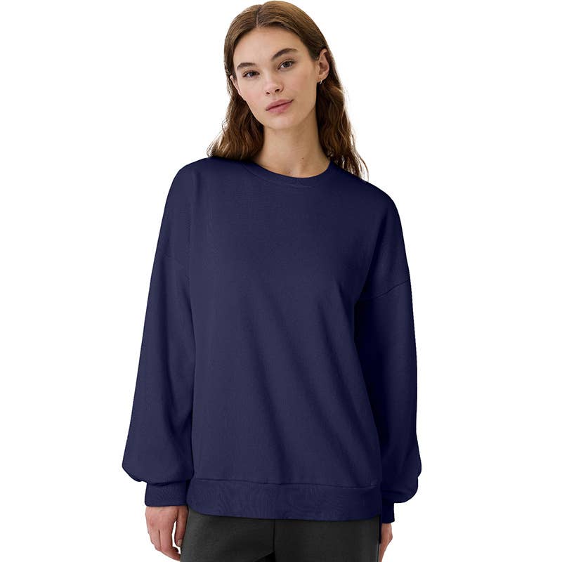 CASUAL LONG-SLEEVED SOLID COLOR CREW-NECK HOODIE