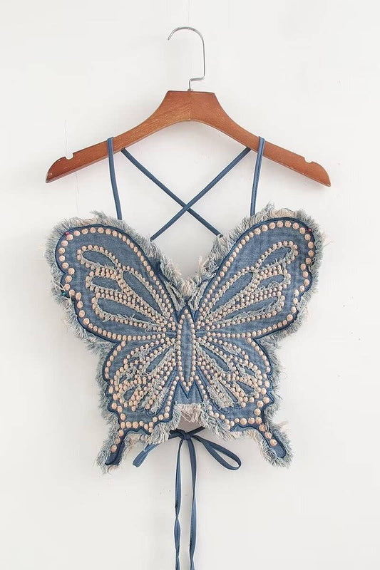 CWTTK0611_SEXY OPEN BACK DENIM EMBROIDERED CAMISOLE