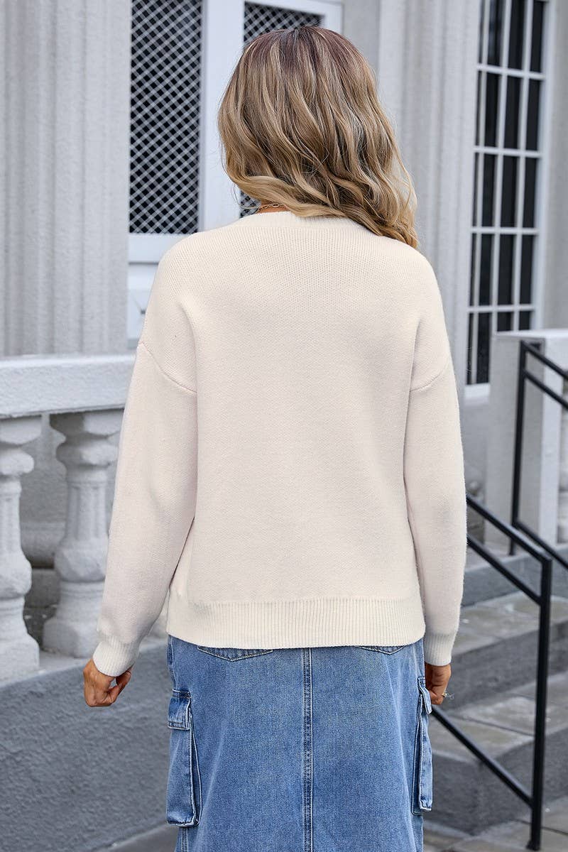 CWOSWL3117_BOW KNIT LONG SLEEVE PULLOVER SWEATER