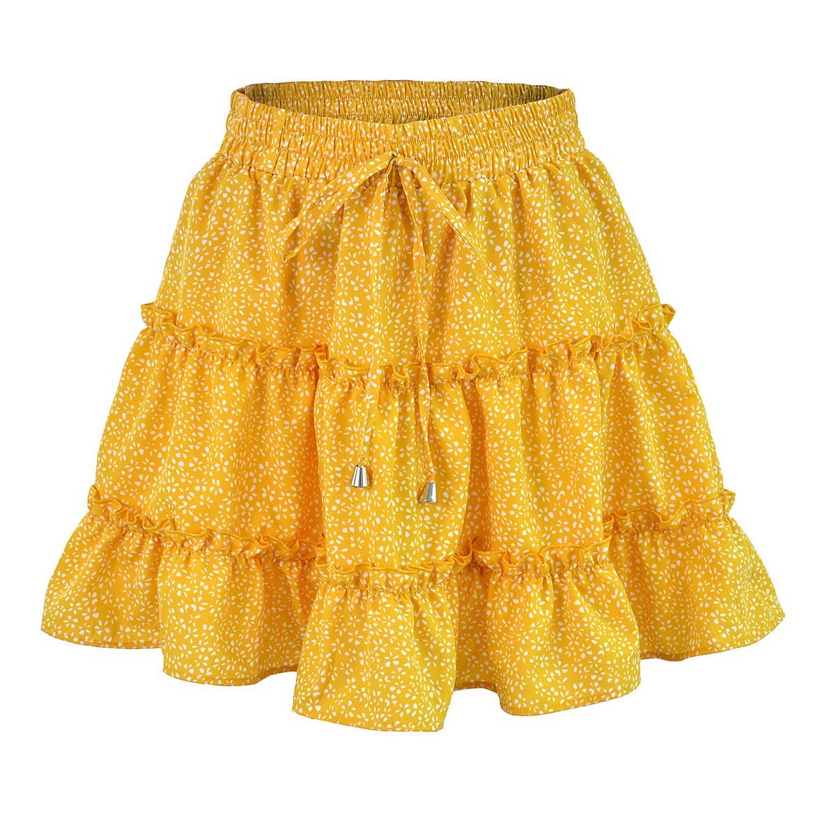 WOMEN'S HIGH WAIST RUFFLED FLORAL SKIRT_CWAB4791