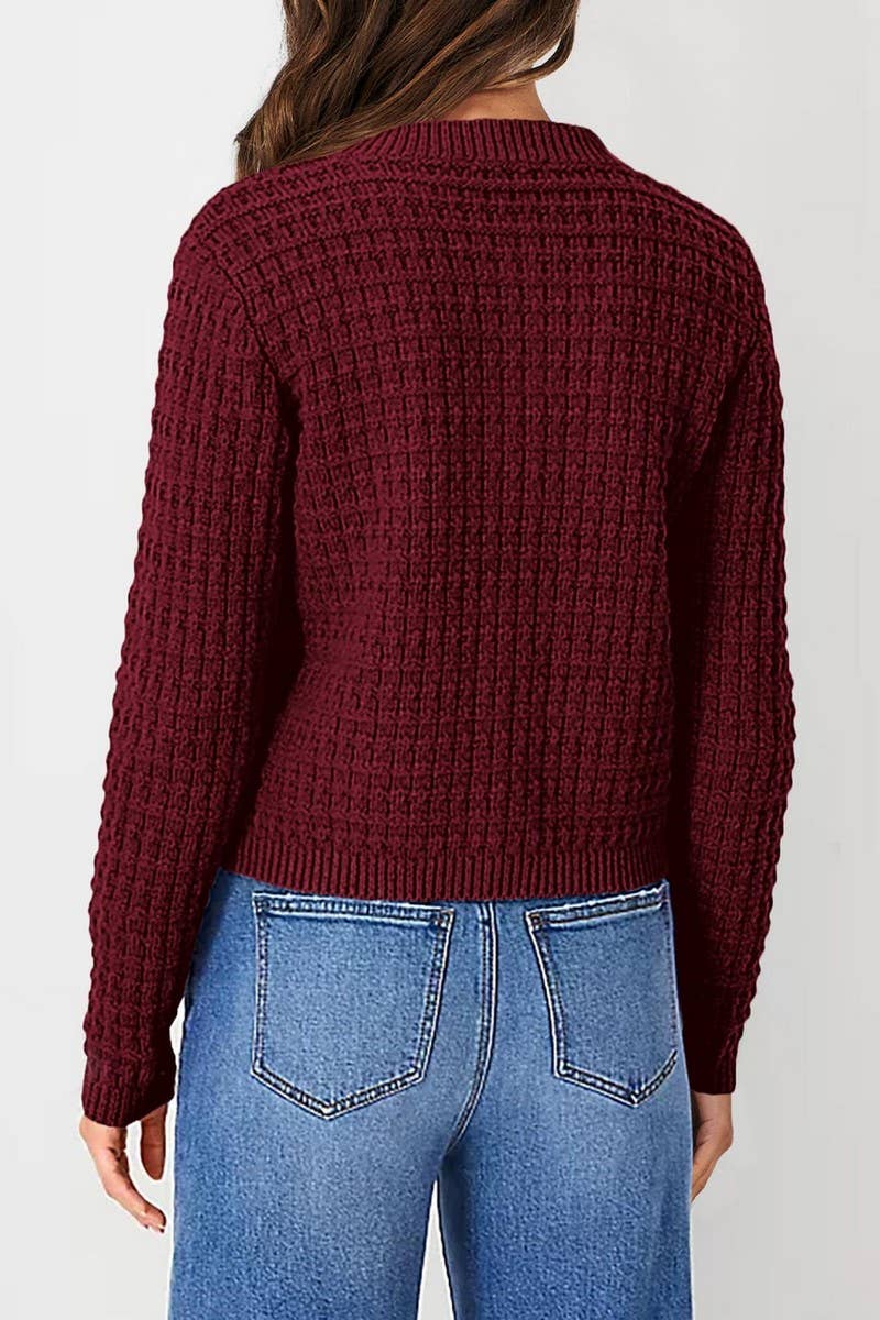 CWOCAL00612_SOLID COLOR KNIT CARDIGAN CASUAL SWEATER