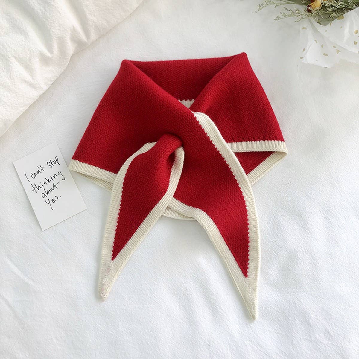 Knit Triangle Scarf for Women’s Winter Neck Wrap