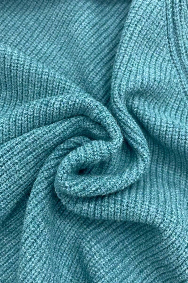 CWOSWL07629_ONE SHOULDER BOW TIE LANTERN SLEEVE SWEATER