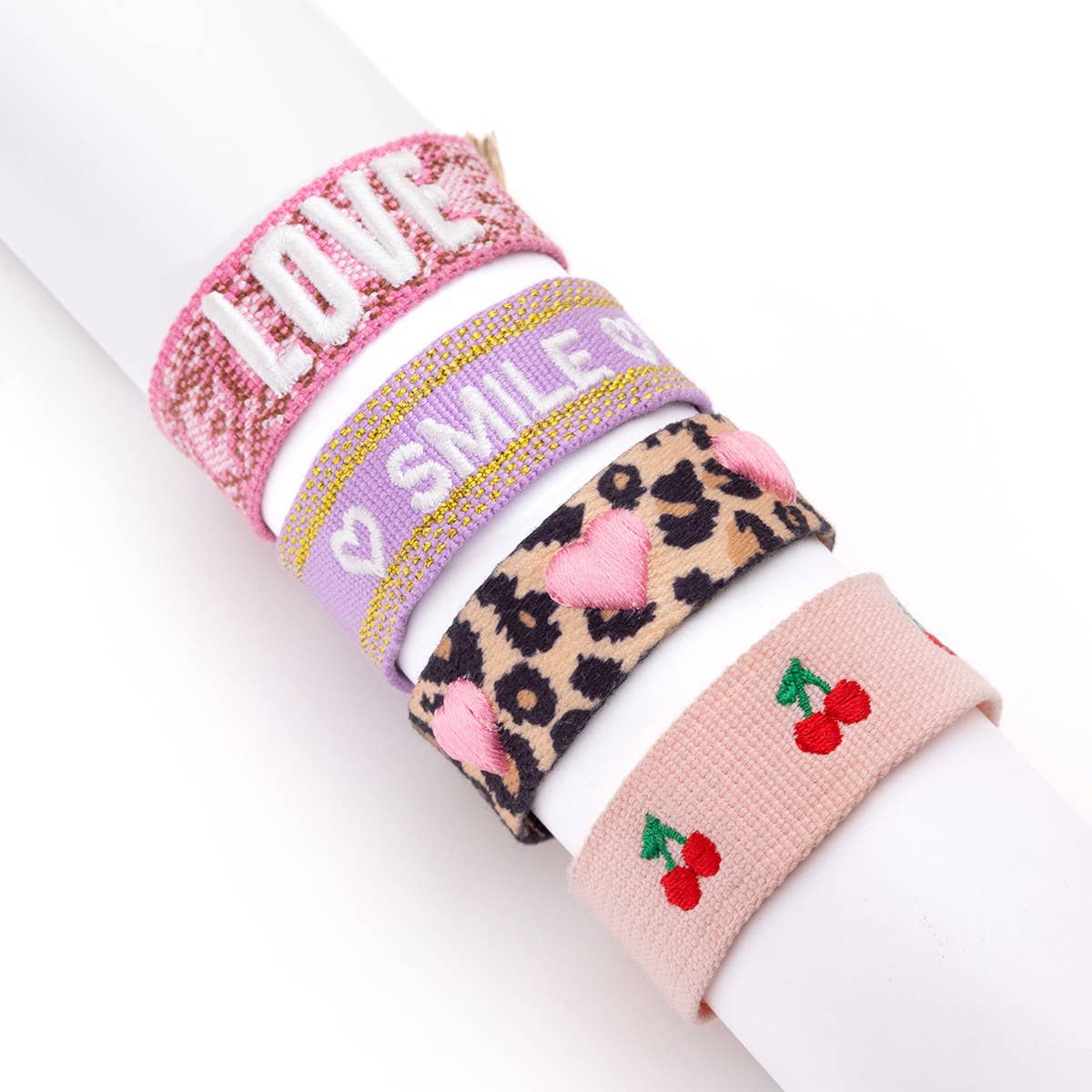 Adjustable Colorful Cherry Leopard Woven Bracelet_CWAJE4711