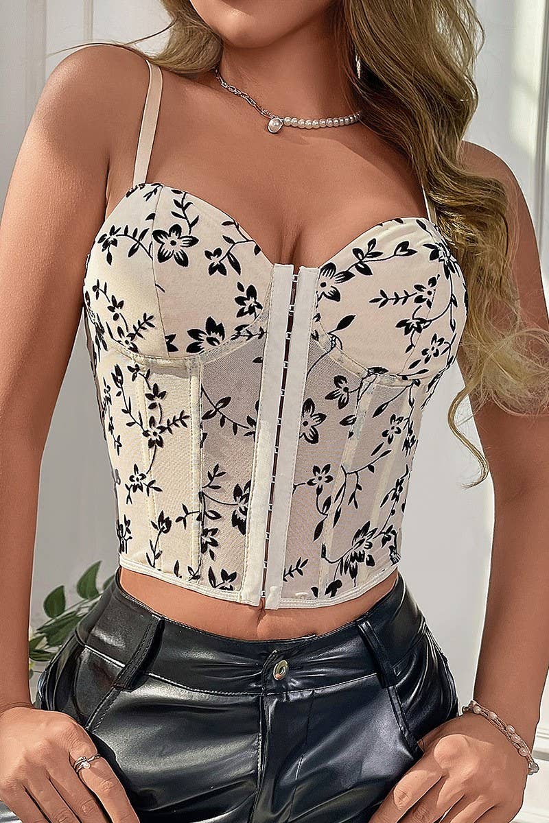 CWTHT0164_LOW-CUT SEE-THROUGH HERRINGBONE CAMISOLE