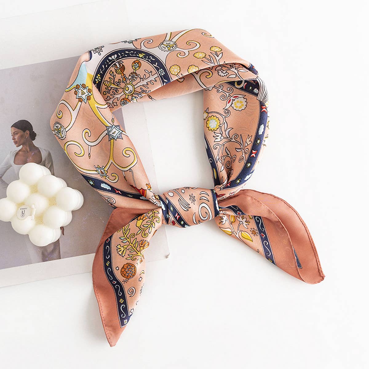 Floral Satin Square Scarf for Women’s Elegance