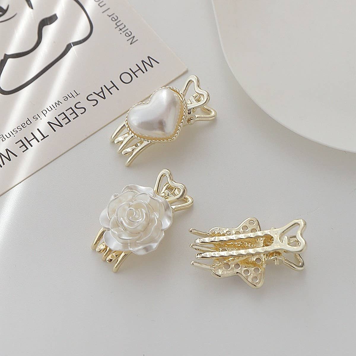 METAL PEARL HAIRPIN BANGS CLIP DUCKBILL CLIP