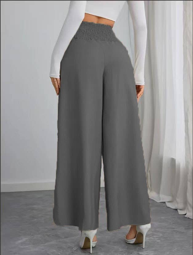 COMMUTER SOLID CHAIN SPANKING WIDE-LEG PANTS