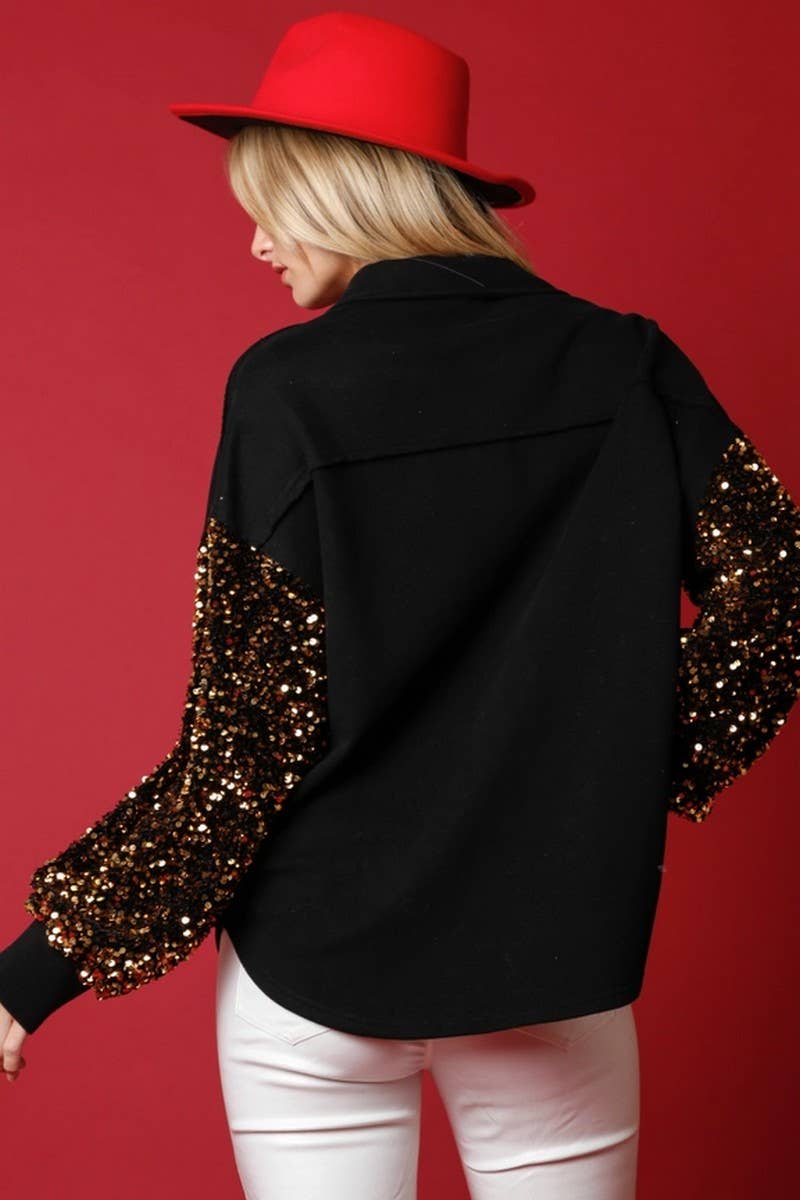 CWOCO00229_CHRISTMAS SANTA CORDUROY SEQUIN SLEEVE COAT