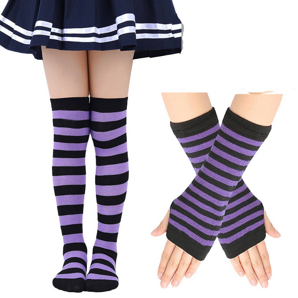 CWMM10061_KIDS KNIT STRIPED ARM & LEG WARMERS SET
