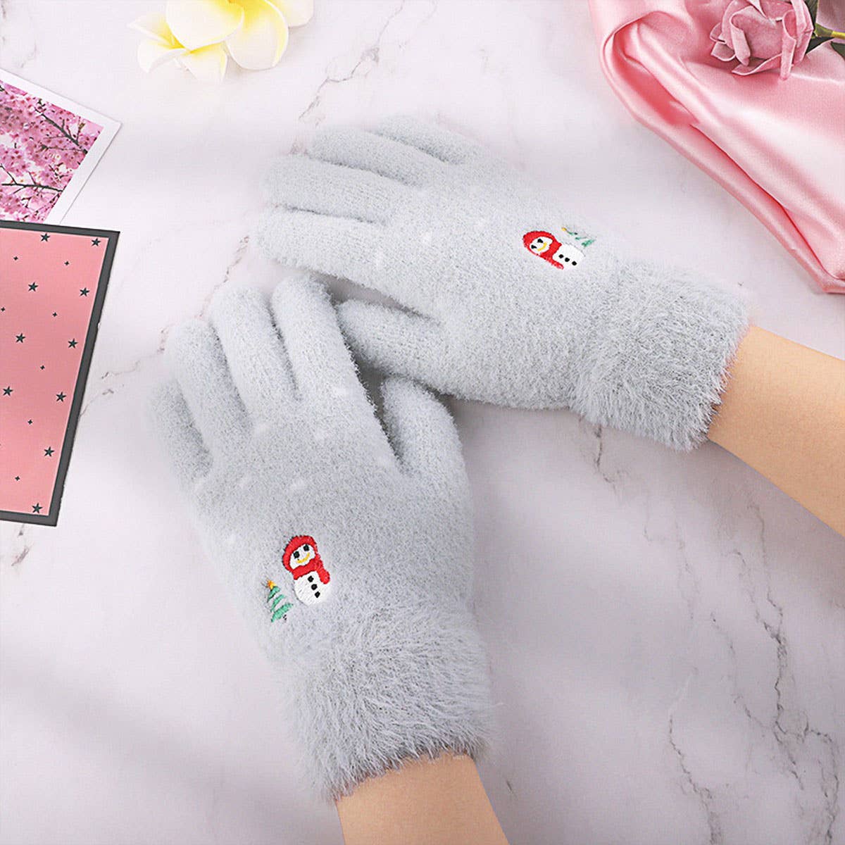 WINTER CHRISTMAS FAUX MINK KNITTED GLOVES_CWAG0233