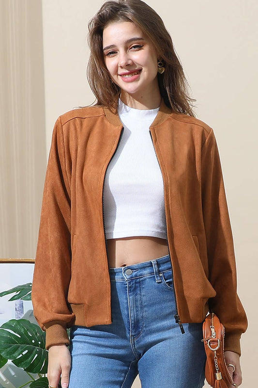 CWOJA706-P_WATERFALL FAUX SUEDE ZIP-UP WESTERN BOBMER JACKET