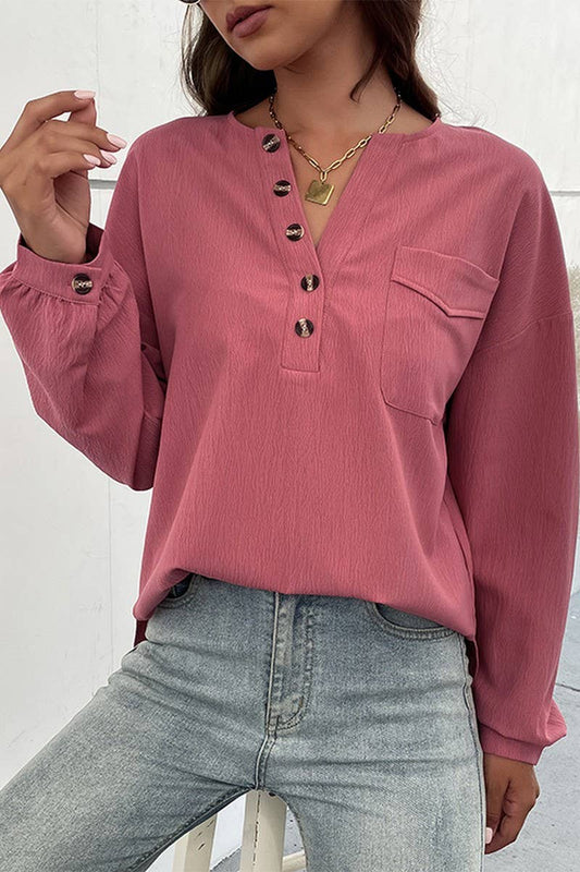 CWTTL1666_Button Neck Long Sleeve Top