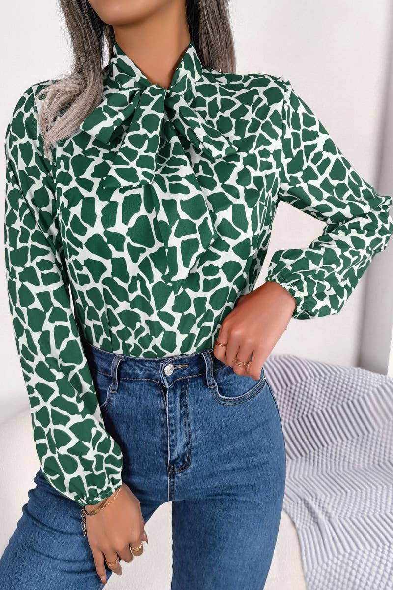 CWTSTL2128_AUTUMN COLOR CONTRAST LANTERN SLEEVE TOP