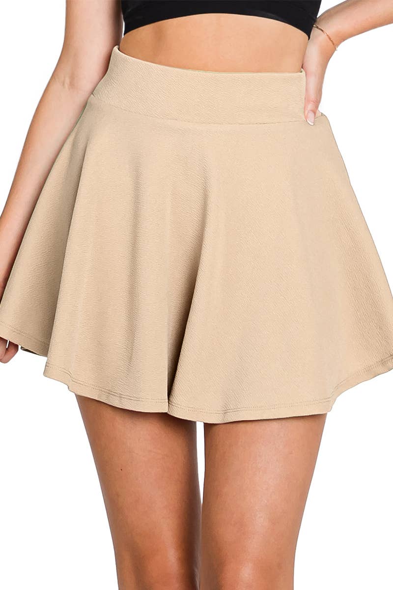 CWBSS105_High Waisted Skirt Mini A-Line Flared Skater Skirt