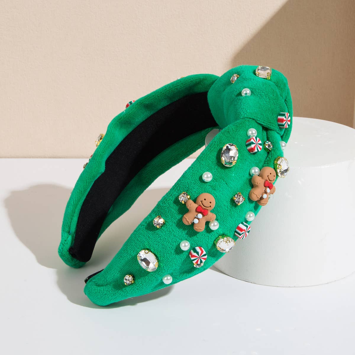CHRISTMAS HEADBAND CANDY FLANNEL GINGERBREAD MAN