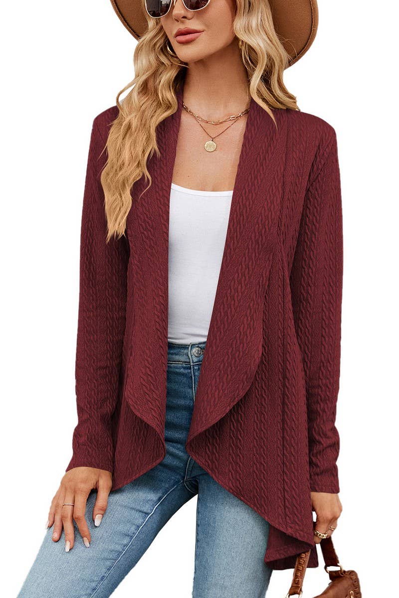 CWOCAL1936_LONG-SLEEVED SOLID COLOR LOOSE KNITTED CARDIGAN