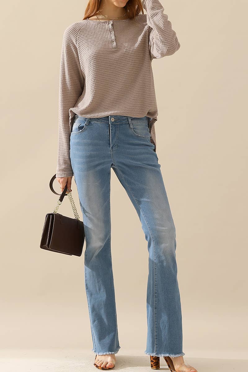 CWTTL1099-P-M_R NECK EYELET REGLAN SWEATER KNIT TOP